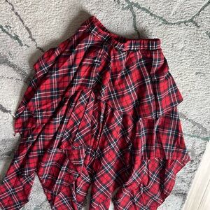 Amazon Asymmetrical Red Plaid Skirt